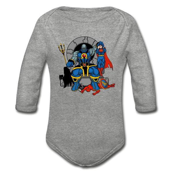 Character #76 Organic Long Sleeve Baby Bodysuit - heather gray