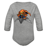 Character #77 Organic Long Sleeve Baby Bodysuit - heather grey
