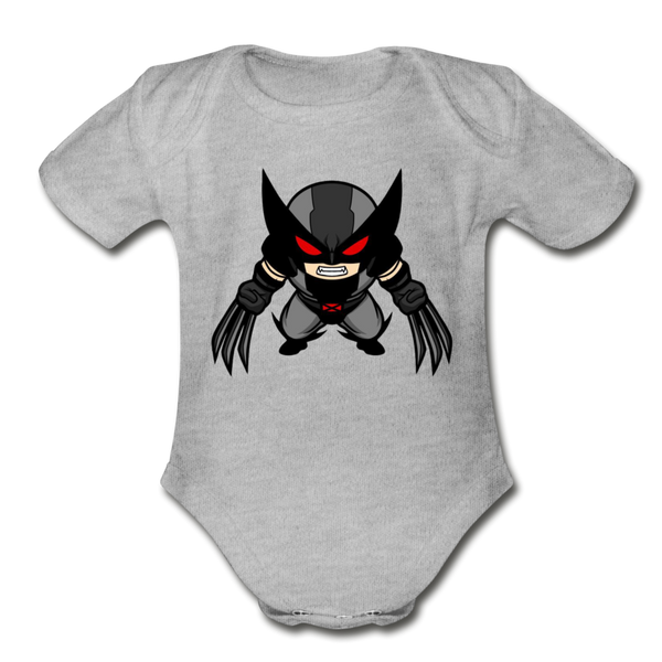 Character #79 Organic Short Sleeve Baby Bodysuit - heather grey