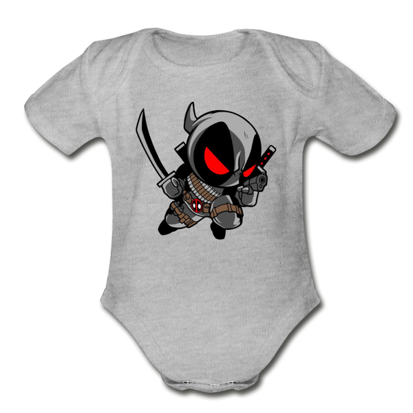 Character #81 Organic Short Sleeve Baby Bodysuit - heather grey