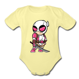 Character #82 Organic Short Sleeve Baby Bodysuit - washed yellow