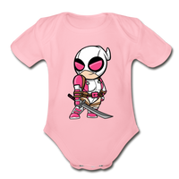 Character #82 Organic Short Sleeve Baby Bodysuit - light pink