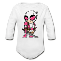 Character #82 Organic Long Sleeve Baby Bodysuit - white