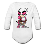Character #82 Organic Long Sleeve Baby Bodysuit - white