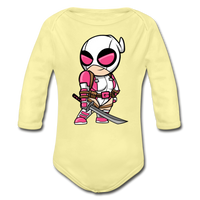 Character #82 Organic Long Sleeve Baby Bodysuit - washed yellow