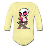 Character #82 Organic Long Sleeve Baby Bodysuit - washed yellow