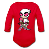 Character #82 Organic Long Sleeve Baby Bodysuit - red