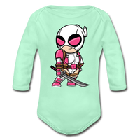 Character #82 Organic Long Sleeve Baby Bodysuit - light mint