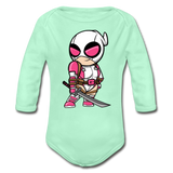 Character #82 Organic Long Sleeve Baby Bodysuit - light mint