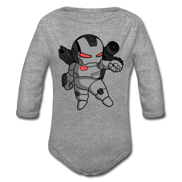 Character #83 Organic Long Sleeve Baby Bodysuit - heather grey