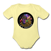 Character #84 Organic Short Sleeve Baby Bodysuit - washed yellow