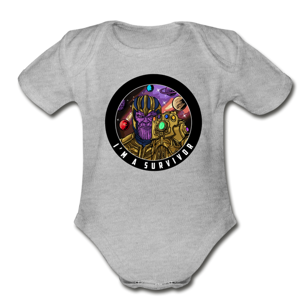 Character #84 Organic Short Sleeve Baby Bodysuit - heather grey