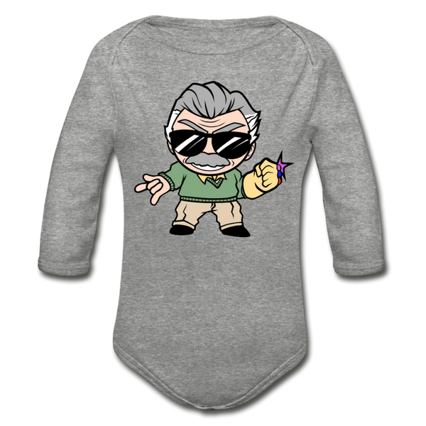 Character #85 Organic Long Sleeve Baby Bodysuit - heather grey