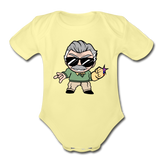 Character #85 Organic Short Sleeve Baby Bodysuit - washed yellow