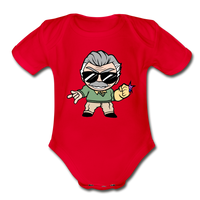 Character #85 Organic Short Sleeve Baby Bodysuit - red