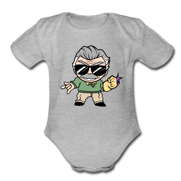 Character #85 Organic Short Sleeve Baby Bodysuit - heather grey