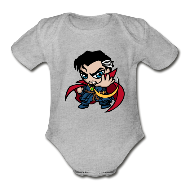 Character #86 Organic Short Sleeve Baby Bodysuit - heather grey