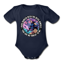 Character #91 Organic Short Sleeve Baby Bodysuit - dark navy