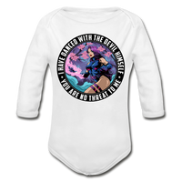 Character #91 Organic Long Sleeve Baby Bodysuit - white