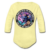 Character #91 Organic Long Sleeve Baby Bodysuit - washed yellow