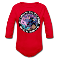 Character #91 Organic Long Sleeve Baby Bodysuit - red