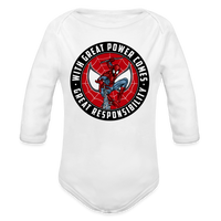 Character #92 Organic Long Sleeve Baby Bodysuit - white
