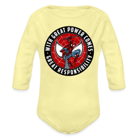 Character #92 Organic Long Sleeve Baby Bodysuit - washed yellow
