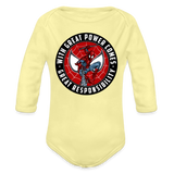 Character #92 Organic Long Sleeve Baby Bodysuit - washed yellow