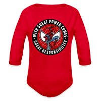 Character #92 Organic Long Sleeve Baby Bodysuit - red