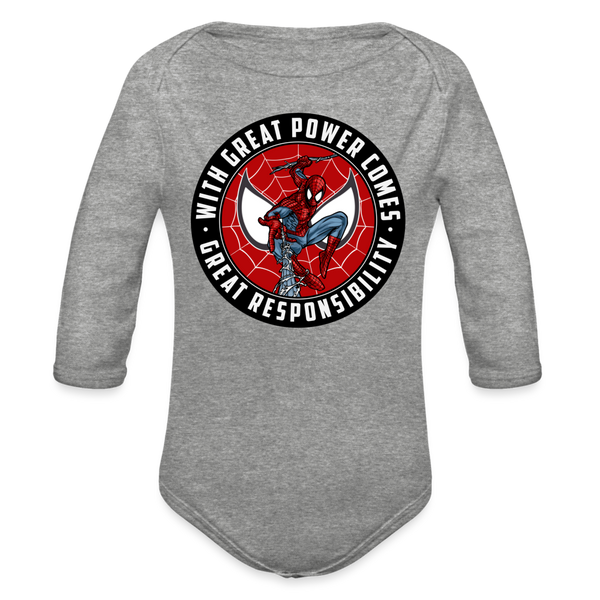 Character #92 Organic Long Sleeve Baby Bodysuit - heather grey