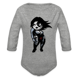 Character #93 Organic Long Sleeve Baby Bodysuit - heather grey