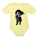 Character #93 Organic Short Sleeve Baby Bodysuit - washed yellow