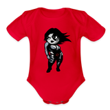 Character #93 Organic Short Sleeve Baby Bodysuit - red