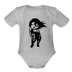 Character #93 Organic Short Sleeve Baby Bodysuit - heather grey