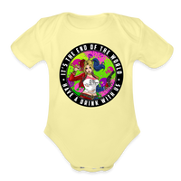 Character #94 Organic Short Sleeve Baby Bodysuit - washed yellow