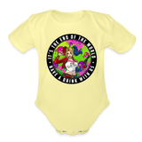 Character #94 Organic Short Sleeve Baby Bodysuit - washed yellow