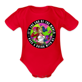 Character #94 Organic Short Sleeve Baby Bodysuit - red