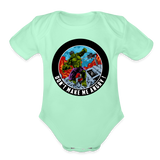 Character #97 Organic Short Sleeve Baby Bodysuit - light mint