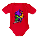 Character #98 Organic Short Sleeve Baby Bodysuit - red