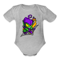 Character #98 Organic Short Sleeve Baby Bodysuit - heather grey