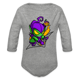 Character #98 Organic Long Sleeve Baby Bodysuit - heather grey