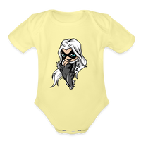 Character #99 Organic Short Sleeve Baby Bodysuit - washed yellow