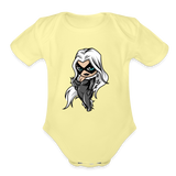 Character #99 Organic Short Sleeve Baby Bodysuit - washed yellow