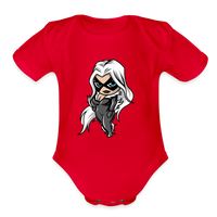 Character #99 Organic Short Sleeve Baby Bodysuit - red