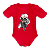 Character #99 Organic Short Sleeve Baby Bodysuit - red