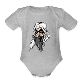 Character #99 Organic Short Sleeve Baby Bodysuit - heather grey