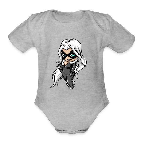 Character #99 Organic Short Sleeve Baby Bodysuit - heather grey