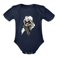 Character #99 Organic Short Sleeve Baby Bodysuit - dark navy